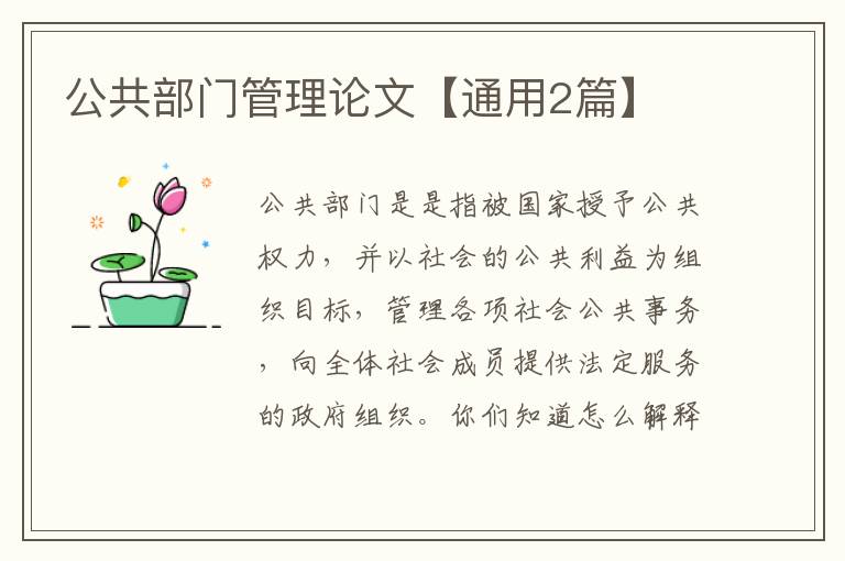 公共部门管理论文【通用2篇】