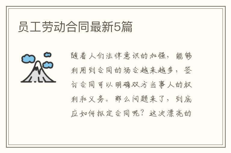 员工劳动合同最新5篇