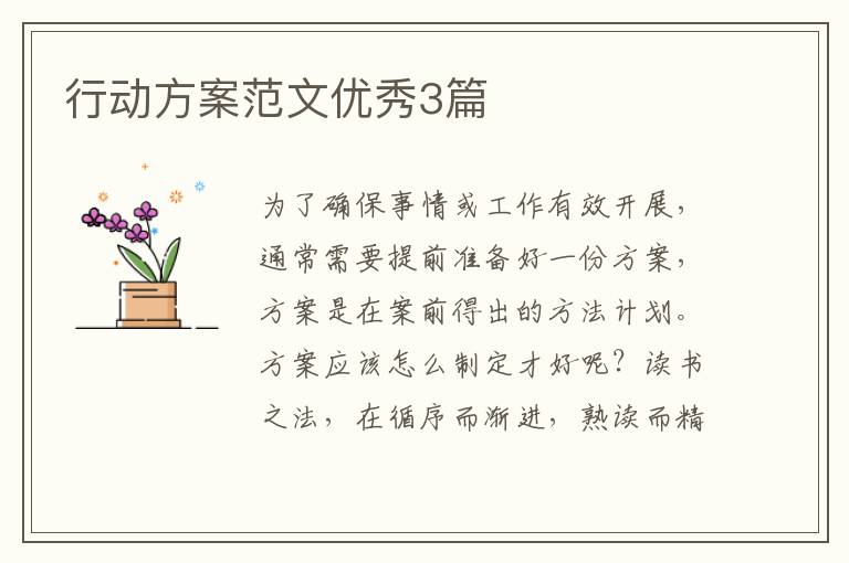 行动方案范文优秀3篇
