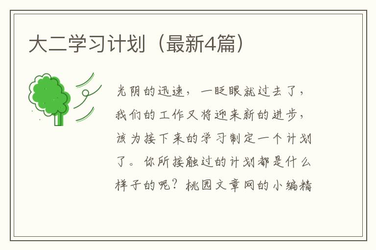大二学习计划（最新4篇）