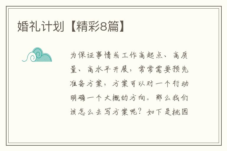 婚礼计划【精彩8篇】