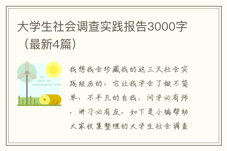 大学生社会调查实践报告3000字（最新4篇）