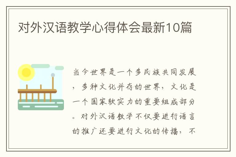 对外汉语教学心得体会最新10篇