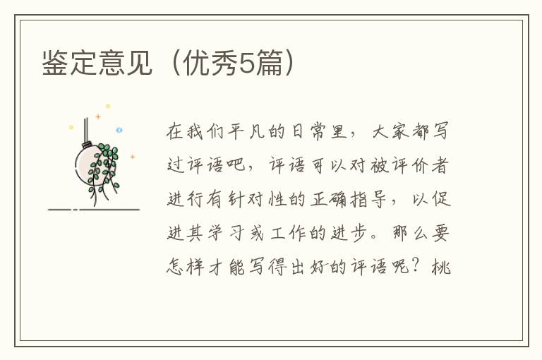 鉴定意见（优秀5篇）