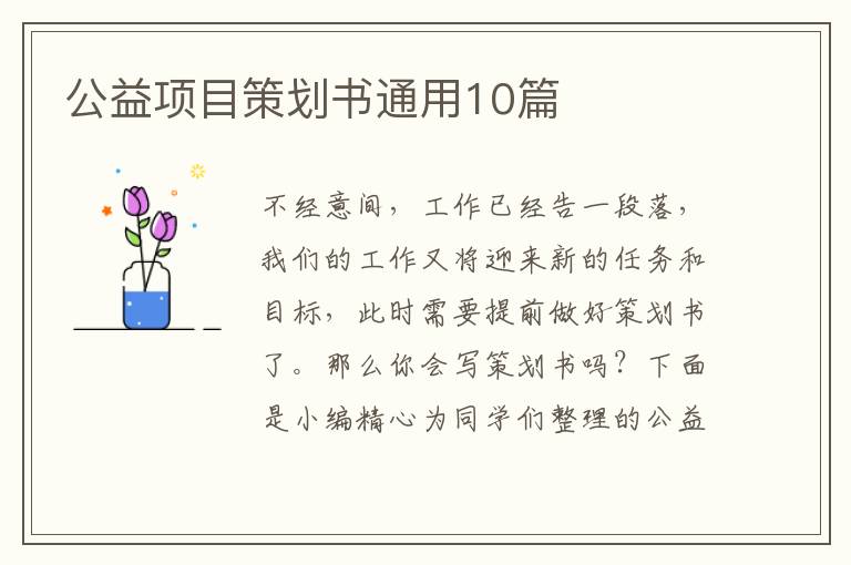 公益项目策划书通用10篇
