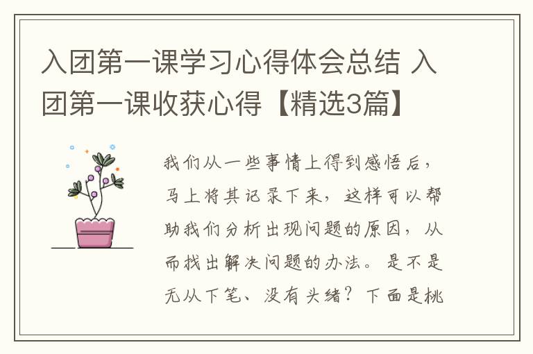 入团第一课学习心得体会总结 入团