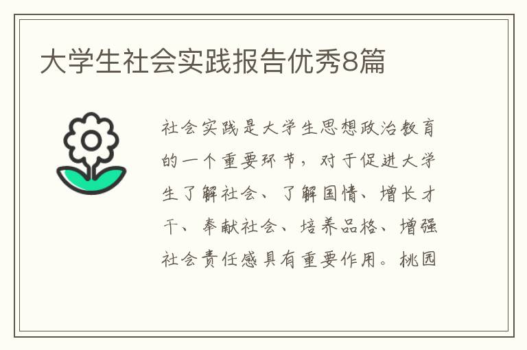 大学生社会实践报告优秀8篇