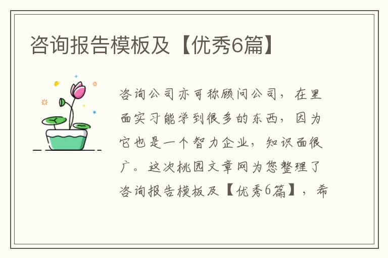 咨询报告模板及【优秀6篇】