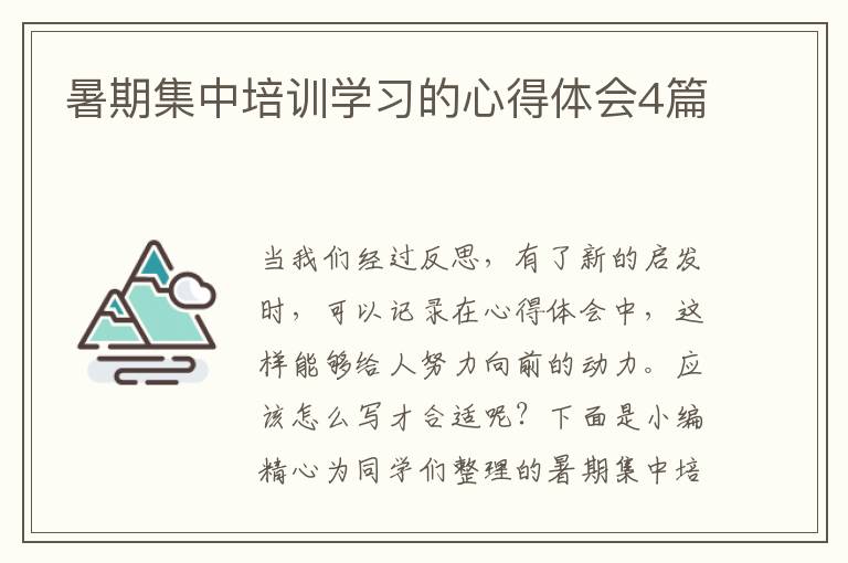暑期集中培训学习的心得体会4篇