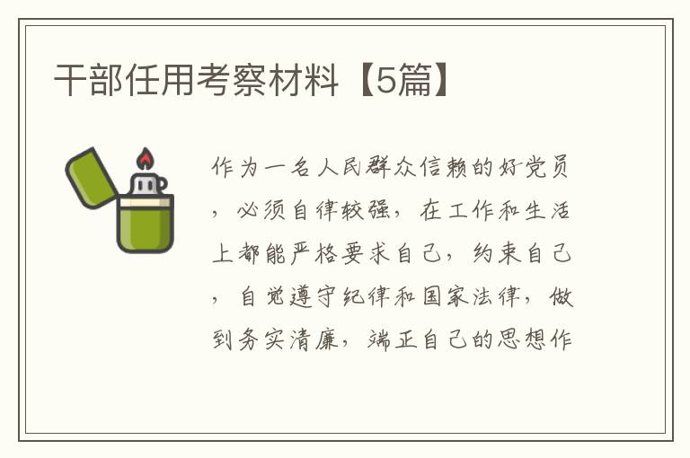 干部任用考察材料【5篇】