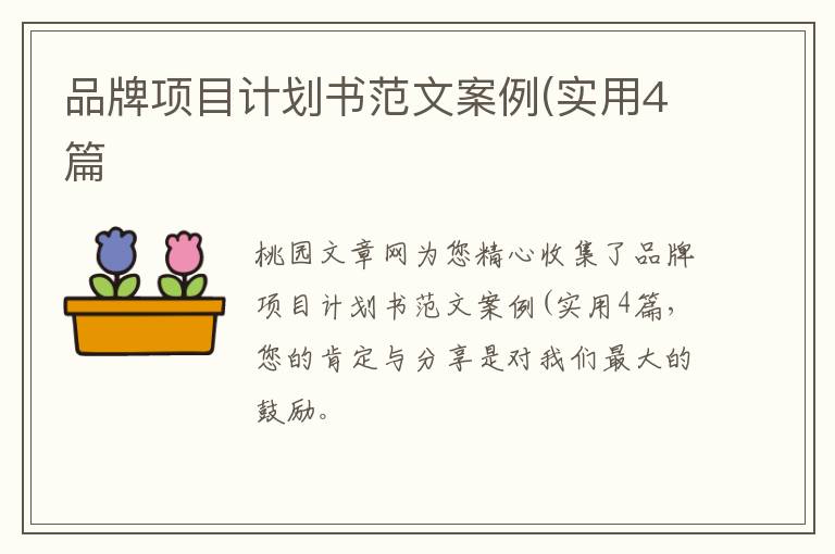 品牌项目计划书范文案例(实用4篇