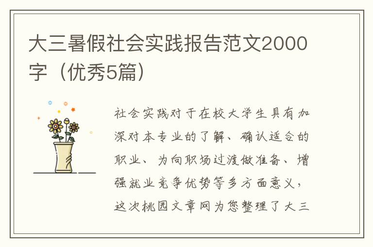 大三暑假社会实践报告范文2000字（优