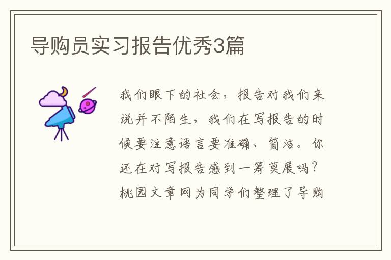 导购员实习报告优秀3篇