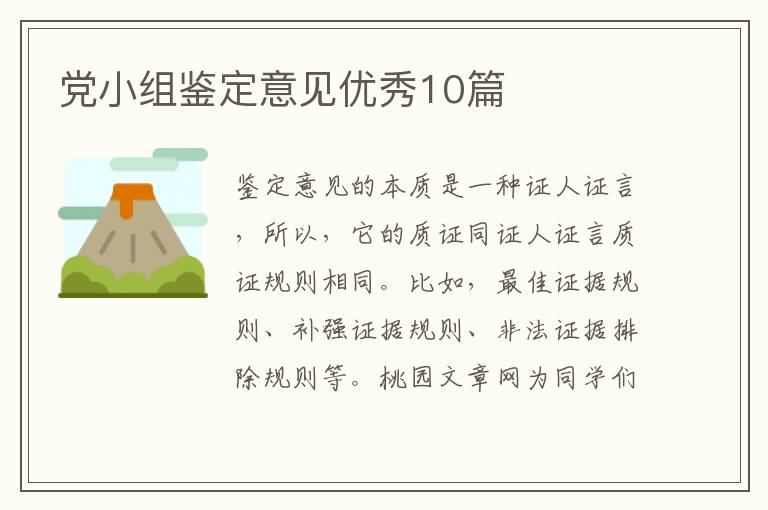 党小组鉴定意见优秀10篇