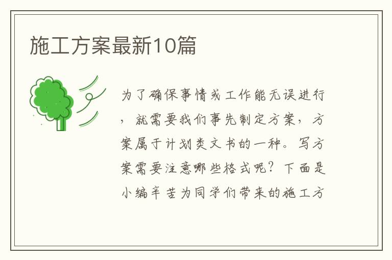 施工方案最新10篇
