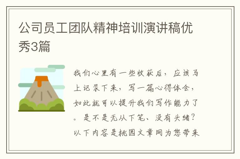 公司员工团队精神培训演讲稿优秀3