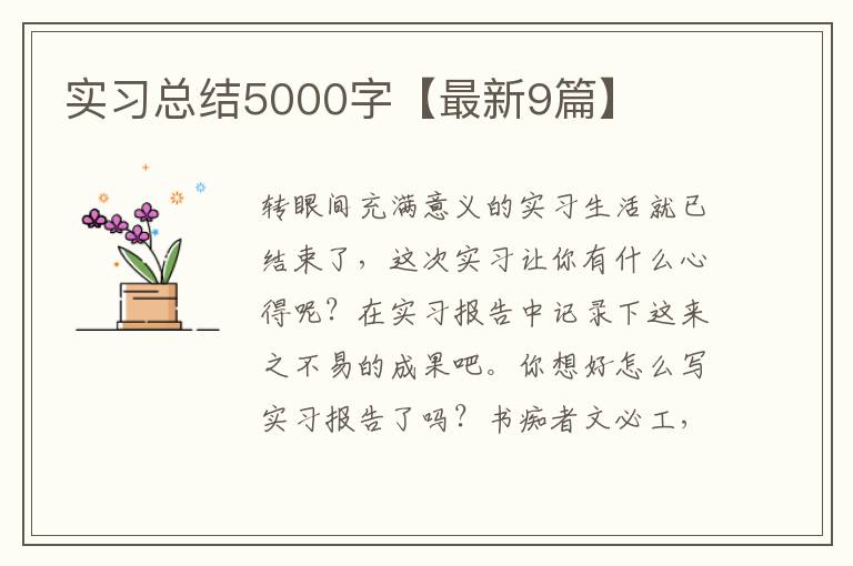 实习总结5000字【最新9篇】