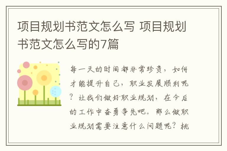 项目规划书范文怎么写 项目规划书范文怎么写的7篇