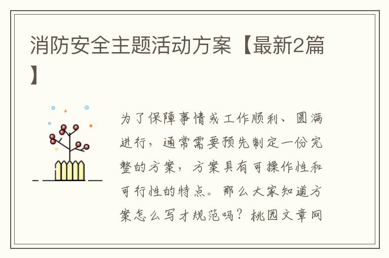 消防安全主题活动方案【最新2篇】