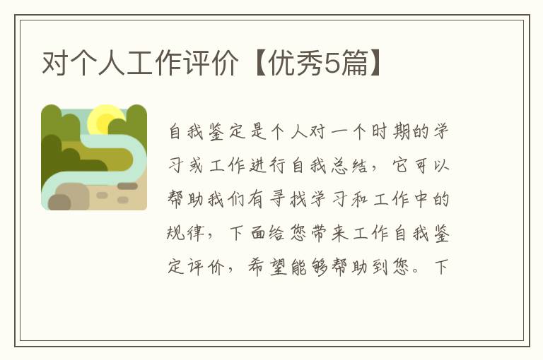 对个人工作评价【优秀5篇】