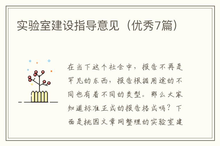 实验室建设指导意见（优秀7篇）