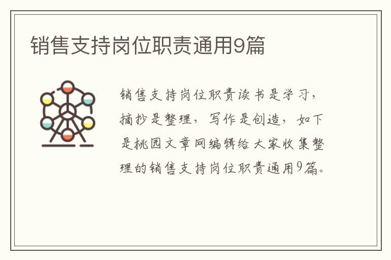 销售支持岗位职责通用9篇