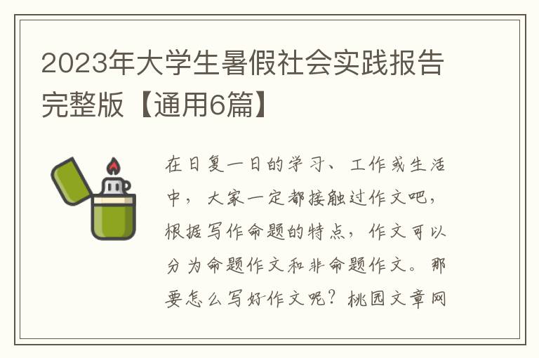 2023年大学生暑假社会实践报告完整版【通用6篇】