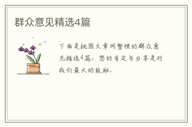 群众意见精选4篇